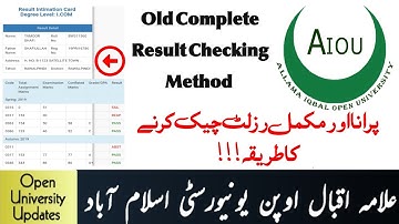 Aiou Old Complete Result Checking Method | How to check Aiou old history | Open University Updates