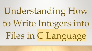 Understanding How to Write Integers into Files in C Language
