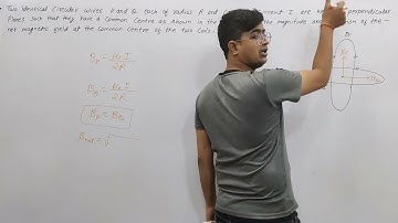 Two identical circular wires P and Q each of radius R and carrying current I are kept in......