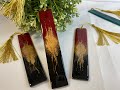 276 - Epoxy Resin Art -  Bookmarks Queen of Hearts Collection - Black, Red & Gold Striking results