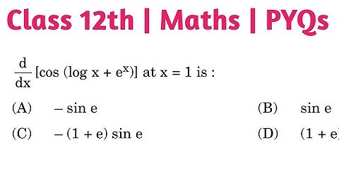(d/dx)[cos (log x + e^x) ] at x=1 is | Differentiate w.r.t x, in cos (log x + e^x) #differentiation