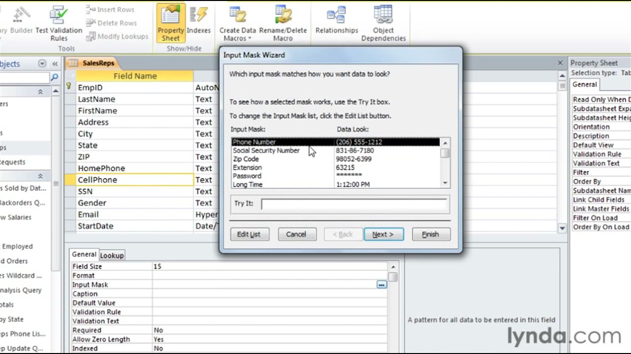 Microsoft Access Tutorial - How to use Input Masks