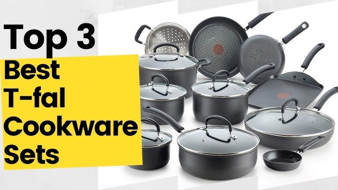 T-fal Cookware Set Nonstick Inside and Out 9 Piece Gray