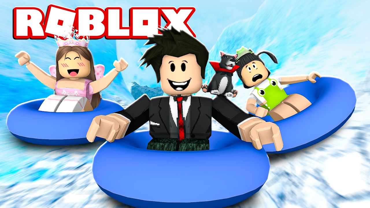 LOKIS ESCORREGANDO NO GELO COM BOIA | Roblox - Snow Resort