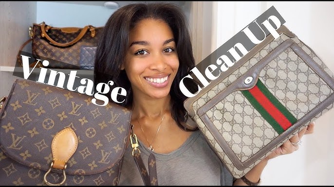 how to remove sticky lining on bucket bag // vintage louis vuitton *  cleaning hack 