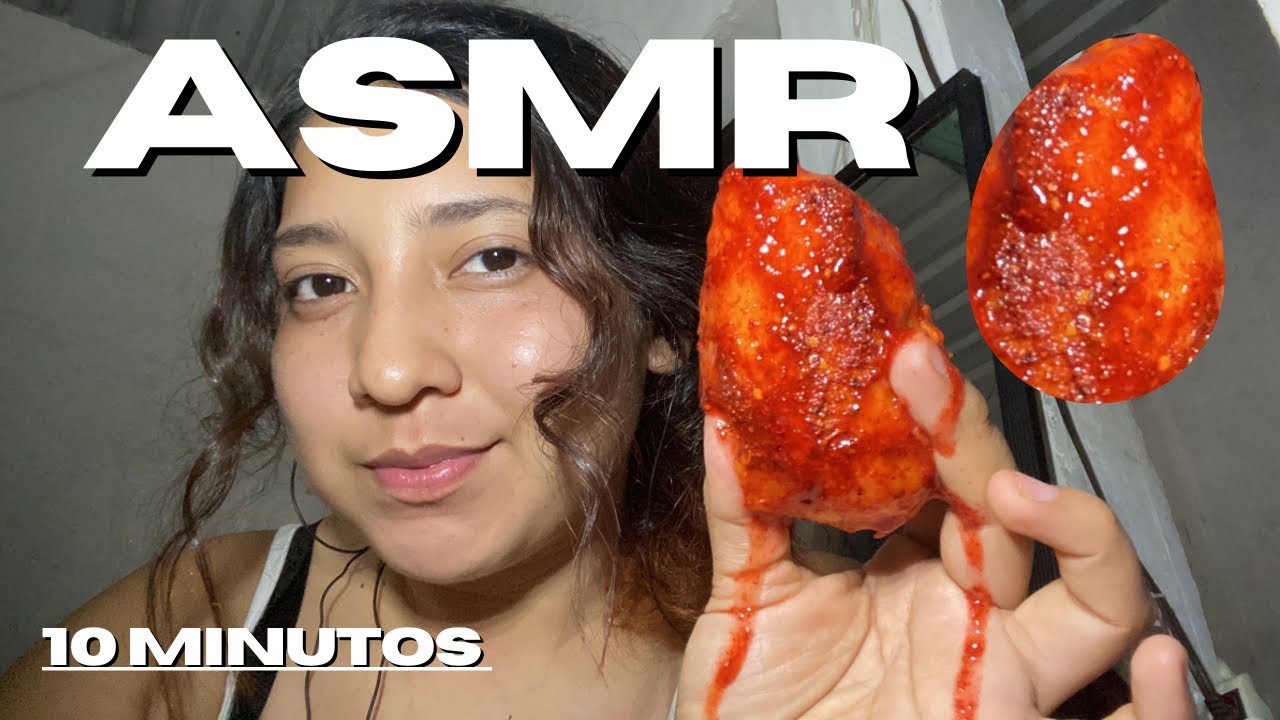 ASMR 💆🏻‍♀️COMIENDO MANGO 🥭ENCHILADO  🌶️CON MUCHA SALSA #asmr #parati #asmrsounds