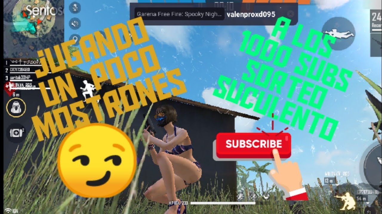 FREE FIRE sorteooo a los 1000 subs jugando duelito a muerte en bikini
