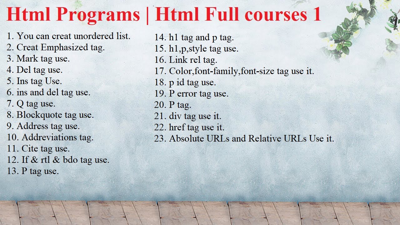 Html Programs | Html Full courses 1