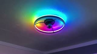 RGB Ceiling Fan with Light,20'' Modern Flush Mount Ceiling Fan, 6 Speeds, Dimmable LED