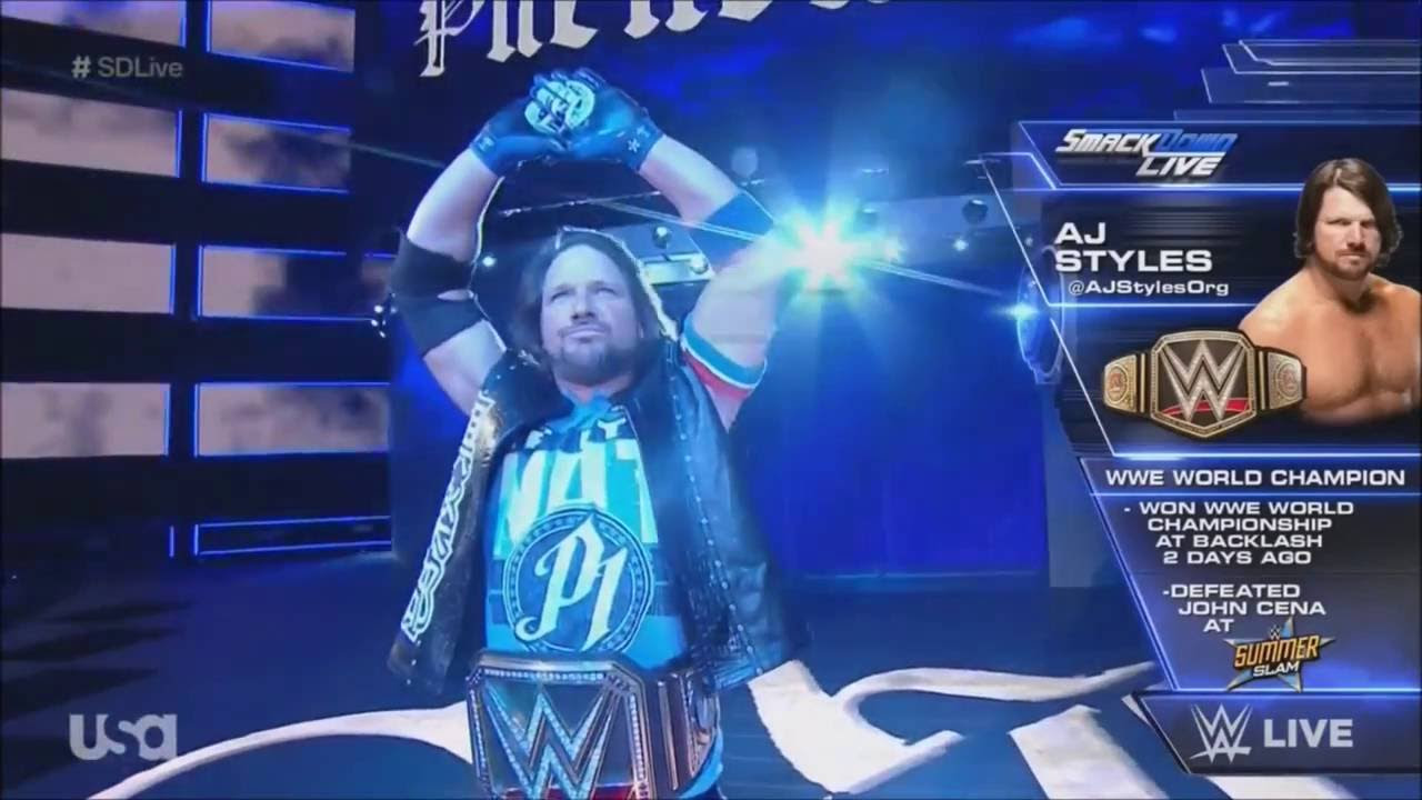 AJ Styles entrance as WWE World Champion