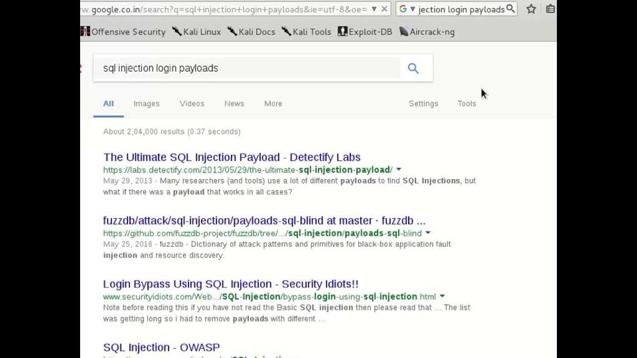 Sql injection - example 1: Web for pentester lab 2 -- pentesterlab.com ...