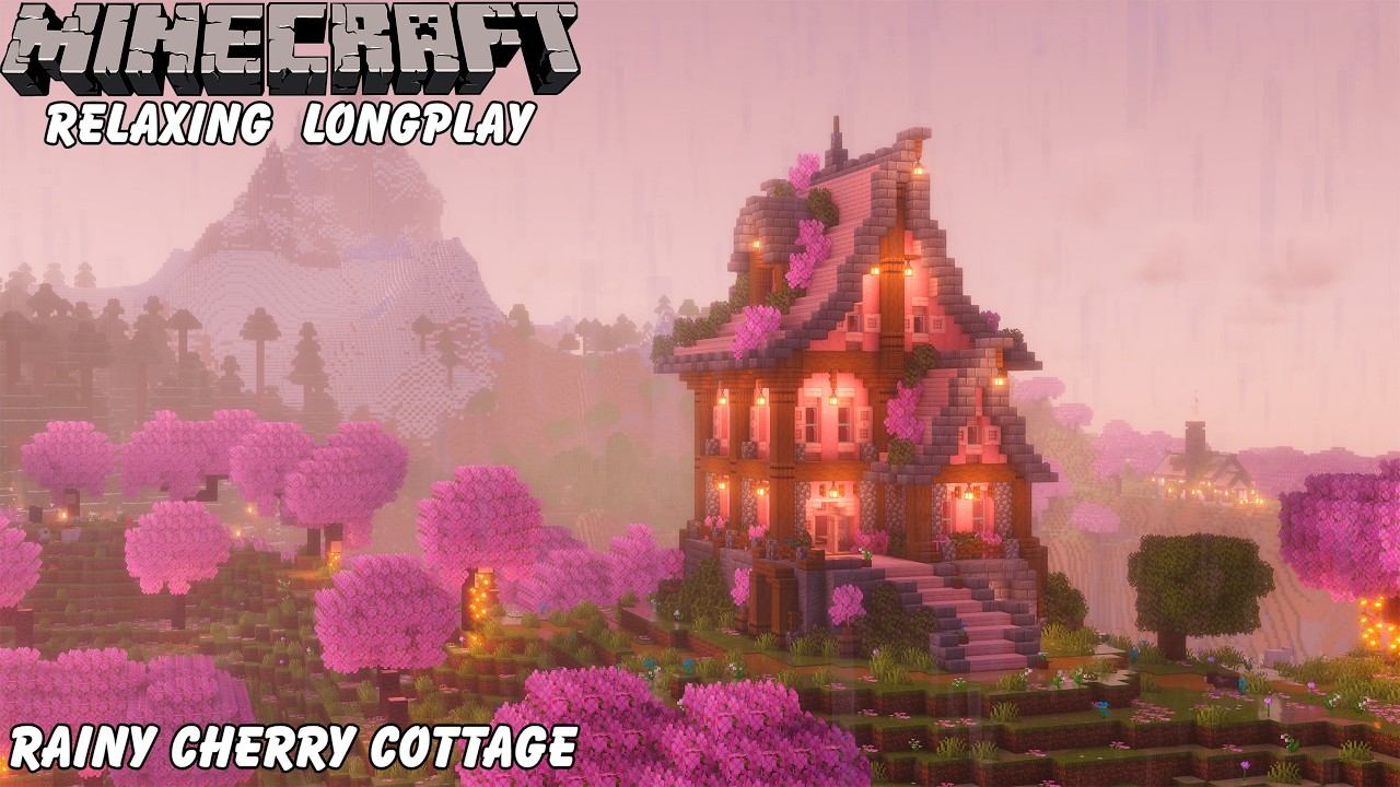 Rainy Cherry Home - Minecraft Relaxing Longplay (No Commentary)