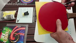 Sticking and Cutting Table Tennis Rubbers. Pegar y cortar gomas de tenis de mesa. Tenergy &amp; TSP 2022