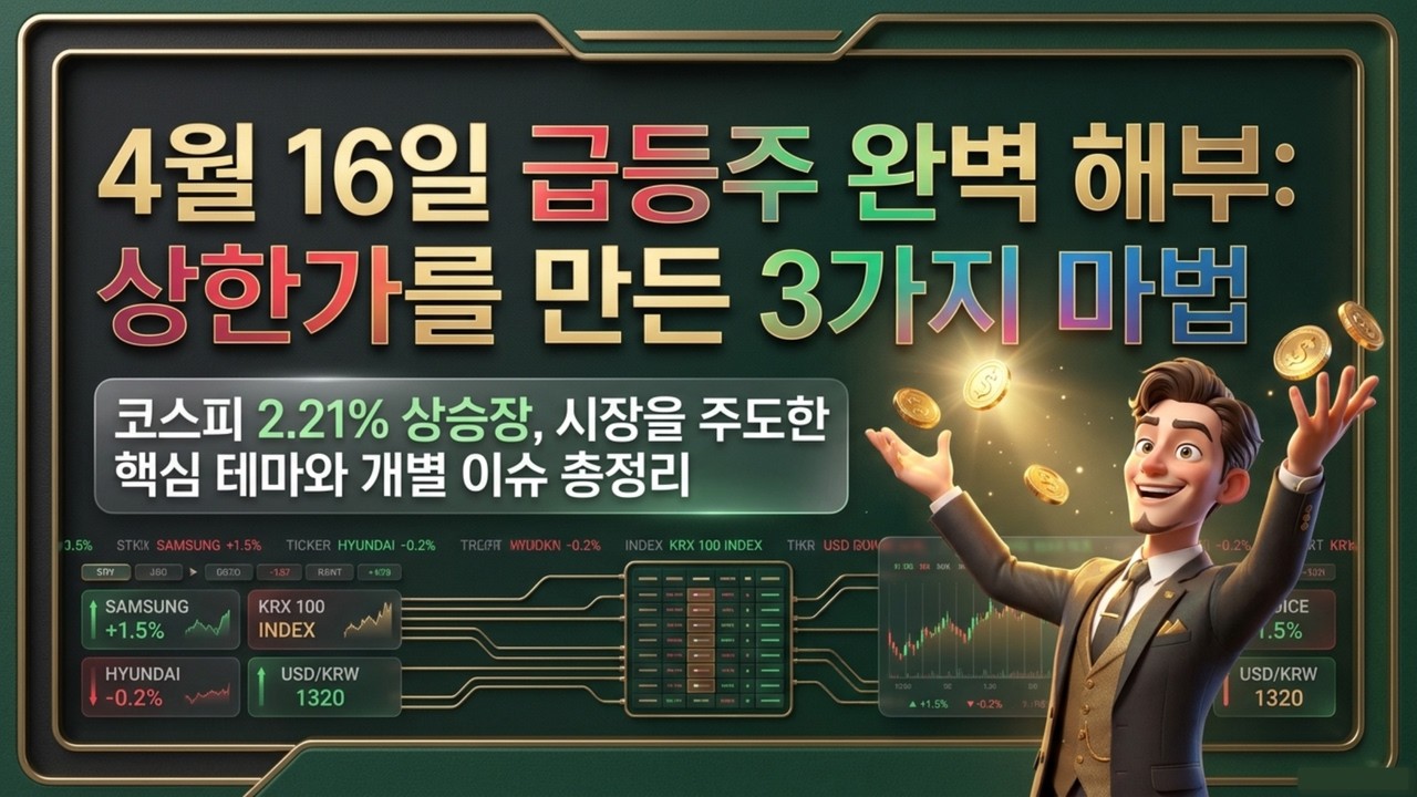 [4월 16일 상한가/급등주 분석] 양자암호·유리기판 대장주 공개! 일론 머스크의 AI 선언과 삼성전자 영향은? | 87개 급등주 분석
