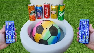 Experiment !! Toilet VS Football Toys VS Coca Cola, Sprite ,Fanta, Pepsi and Mentos