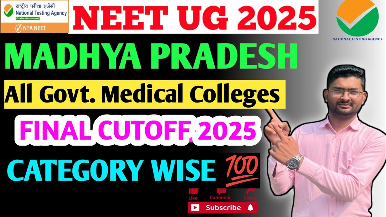 Mp NEET 2025 ALL GOVT. MEDICAL COLLEGE’S Final cutoff Category wise 
