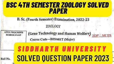 BSc 4th Semester zoology solved question paper 2023 / Siddharth University Solved paper #bsc4thsem