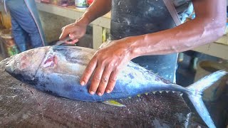 FAST FISH CUTTING || FISH CUTTING SKILLS || HUGE SKIPJACK FISH CUTTING