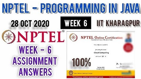 NPTEL Java Assignment 6 Answers | Programming in Java Week 6 Assignment Quiz 6 Answers | Quiz 6 2020