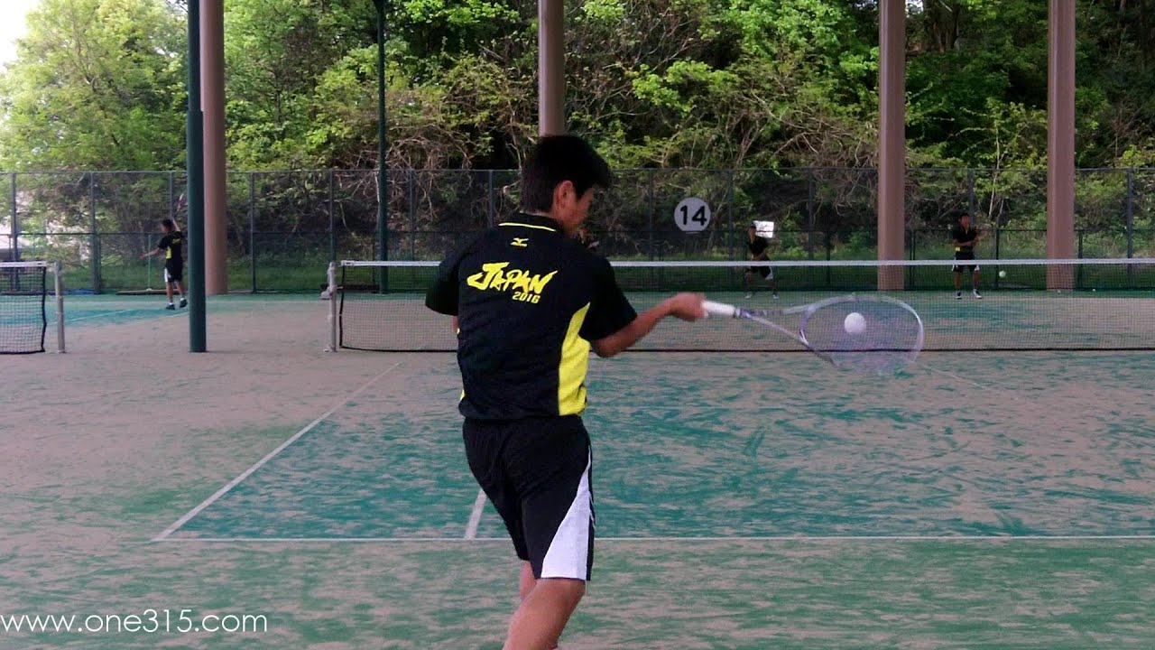 ソフトテニス　全日本U17合宿2016　練習　乱打　広岡（上宮高校）ー北本（高田商業高校）