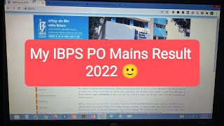 My IBPS PO Mains Result 2022  | Mera IBPS PO Mains ka Result ?