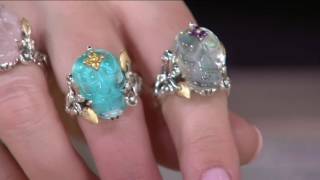 Barbara Bixby Sterling & 18K Carved Gemstone Skull Ring on QVC