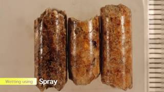 Wetting pellets with spray bottle