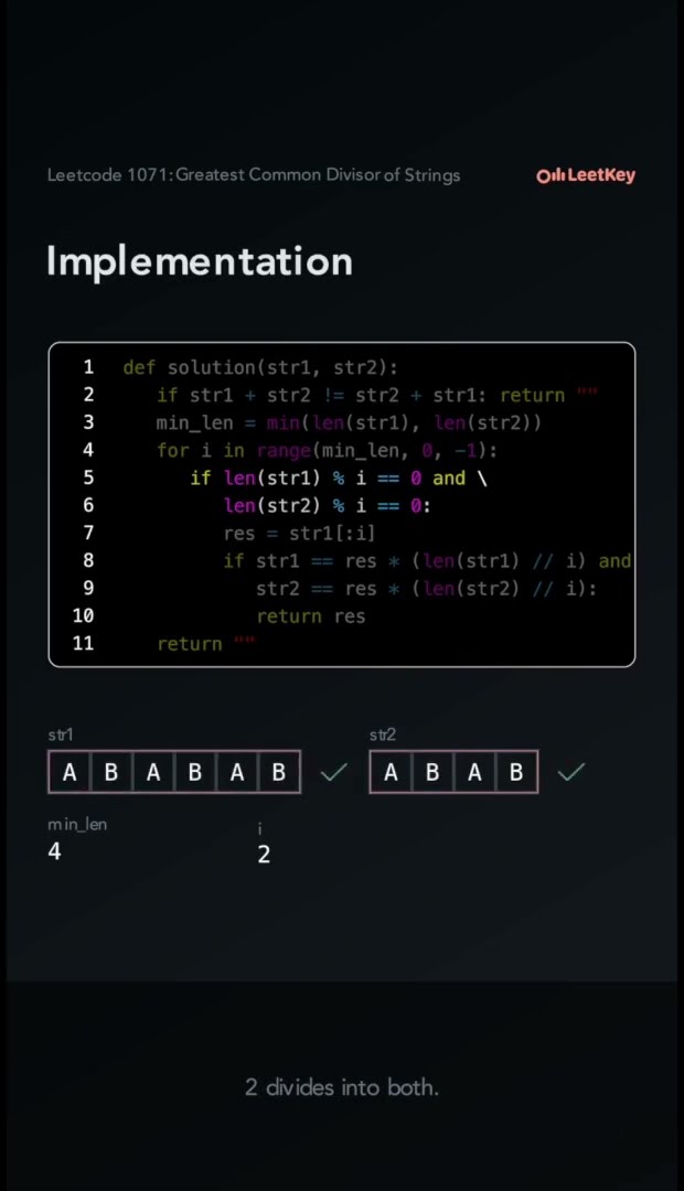 Video of LeetCode Problem 1071: Greatest Common Divisor of Strings