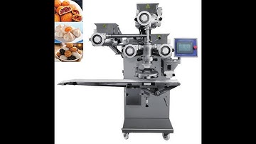 Three hopper encrusting forming making machine for two color cookies with stuffing moon cake machine
