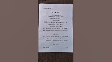 B.ed 1st Sem ( Pedagogy of mathematics) question paper 2024-25 #SMKVBastar