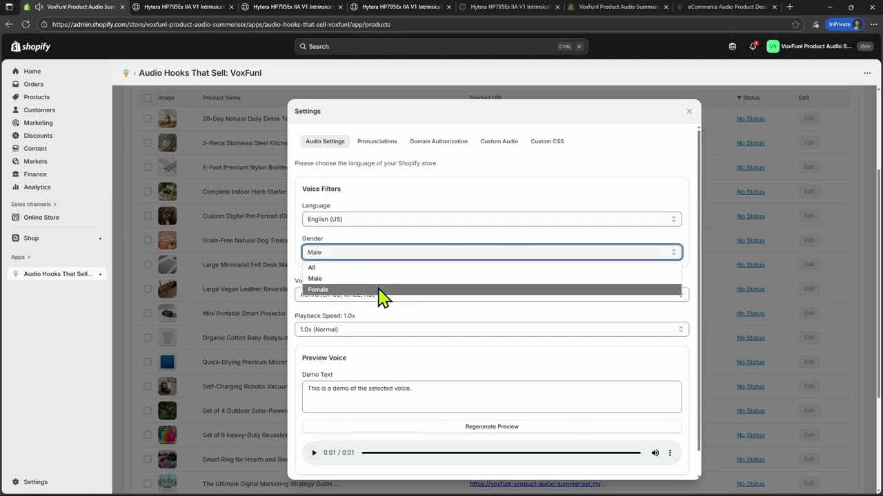 VoxFunl: Audio Settings Instructions for Shopify App