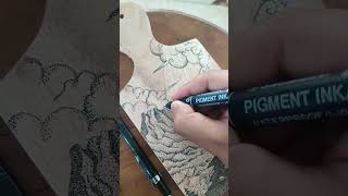 pointilisme landscape in wooden #art #pointillism