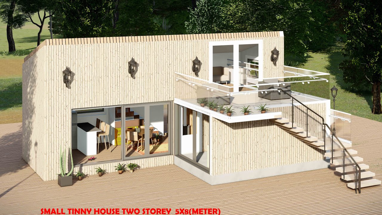 Tiny house 2 storey animation /(5x8 meter) tiny house walkthrough ...
