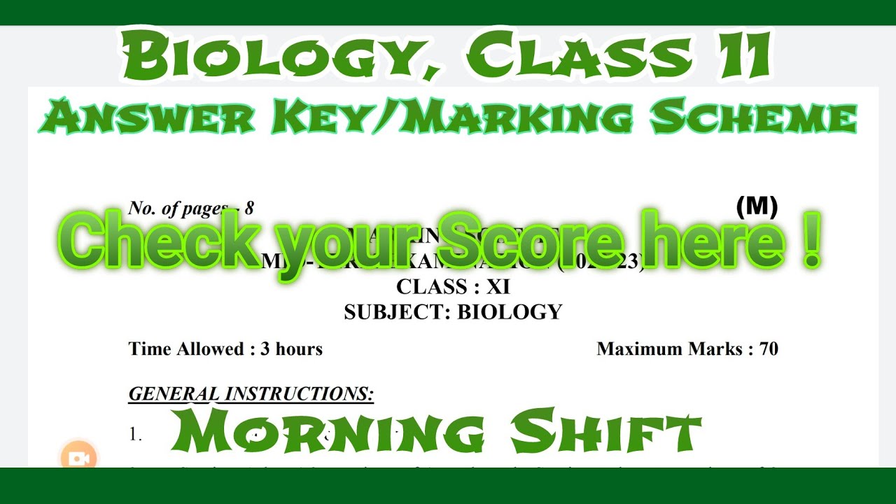 CLASS 11 | Biology ANSWER KEY Morning Shift | Mid Term Exam | CBSE