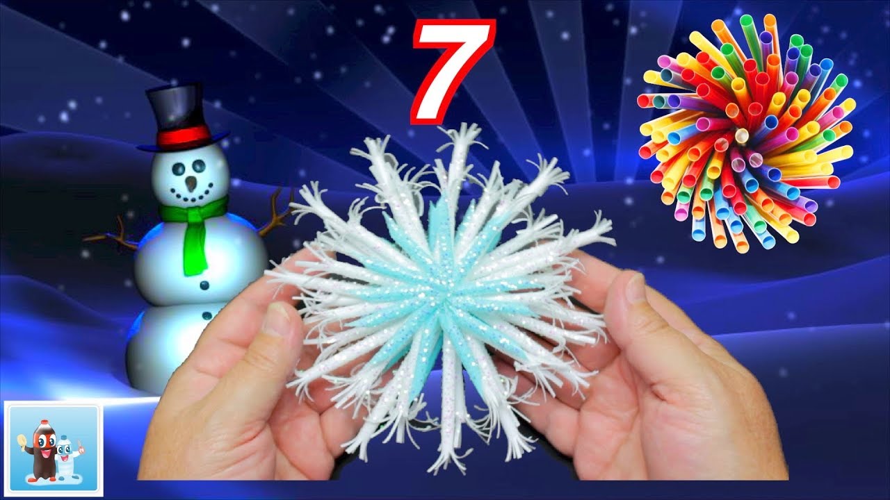 How to Reuse Drinking Straws and Make Snowflakes - 7 Art and Craft Ideas  for Christmas Decorations 