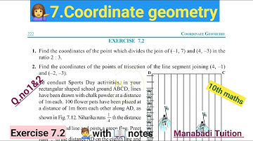 10th class math| Chapter 7| Coordinate Geometry | Exercise 7.2| Q no 1&2| with notes| CBSE|NCERT|