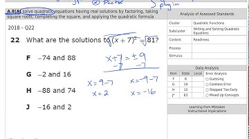 Solving Quadratic Functions - STAAR Questions (TEK A-8A)