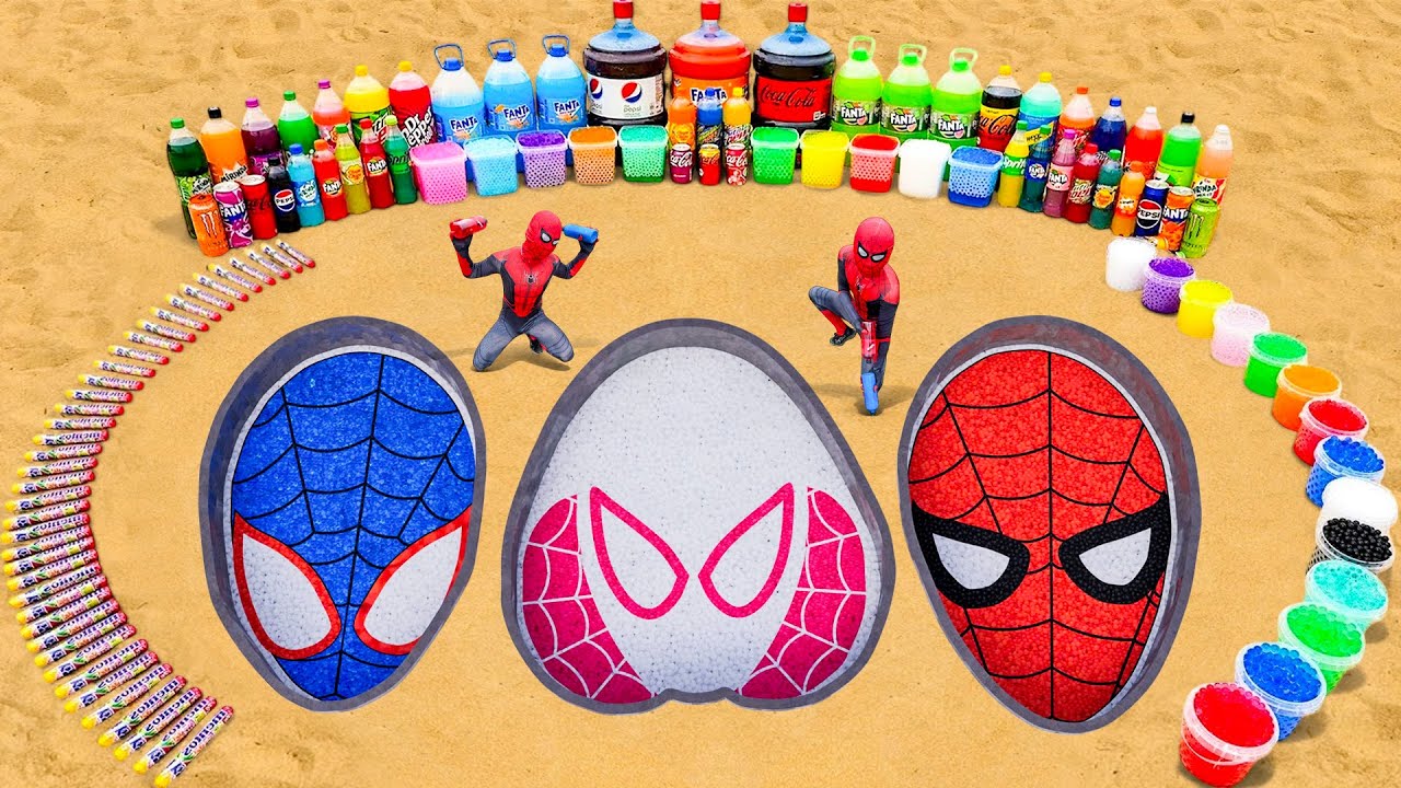How to Make Spiderman Family with Spiderman, SpiderGwen and MilesMorales, 7up, Fanta, Cola vs Mentos