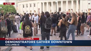 Protesters gather in downtown Columbus for 9th day in a row