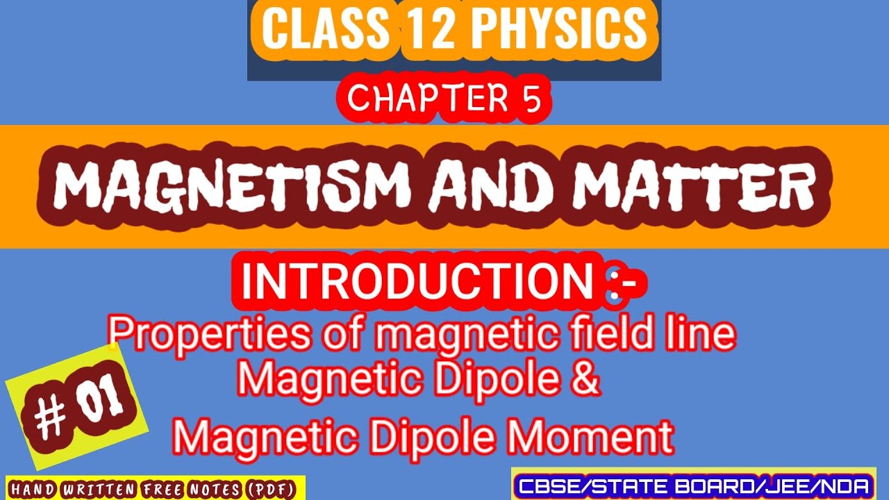 Class 12 NCERT Physics chapter 5 Magnetism and Matter ( Introduction ...
