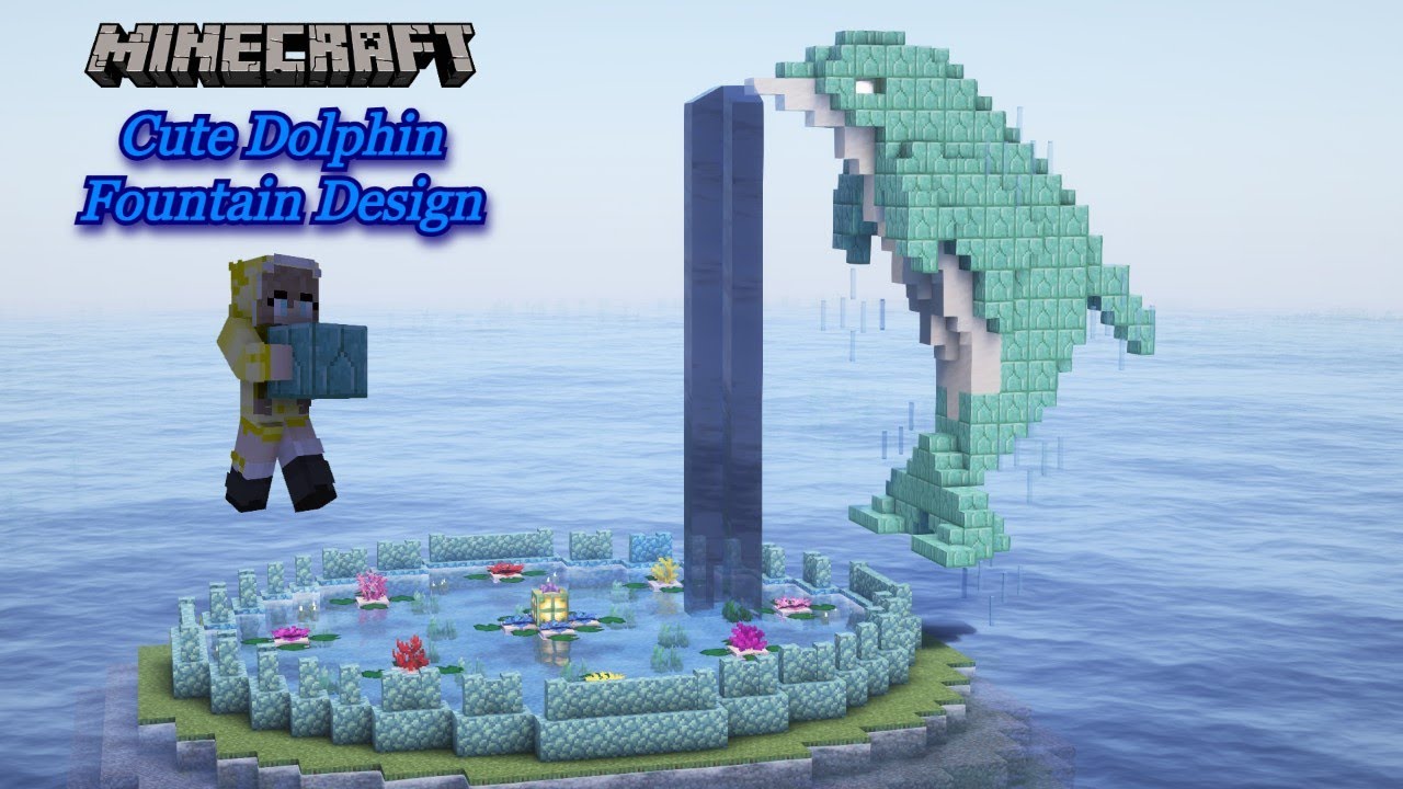 Minecraft | How To Build Cute Dolphin Fountain Design [ Tutorial ]