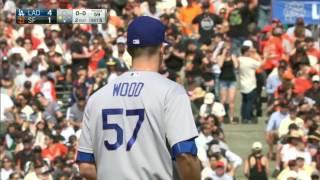 2016 Giants: Denard Span grounds out to second, scores Brandon Crawford vs Dodgers (4.07.16)