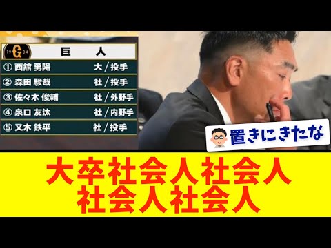 【巨人】ドラフト2位以下オール社会人