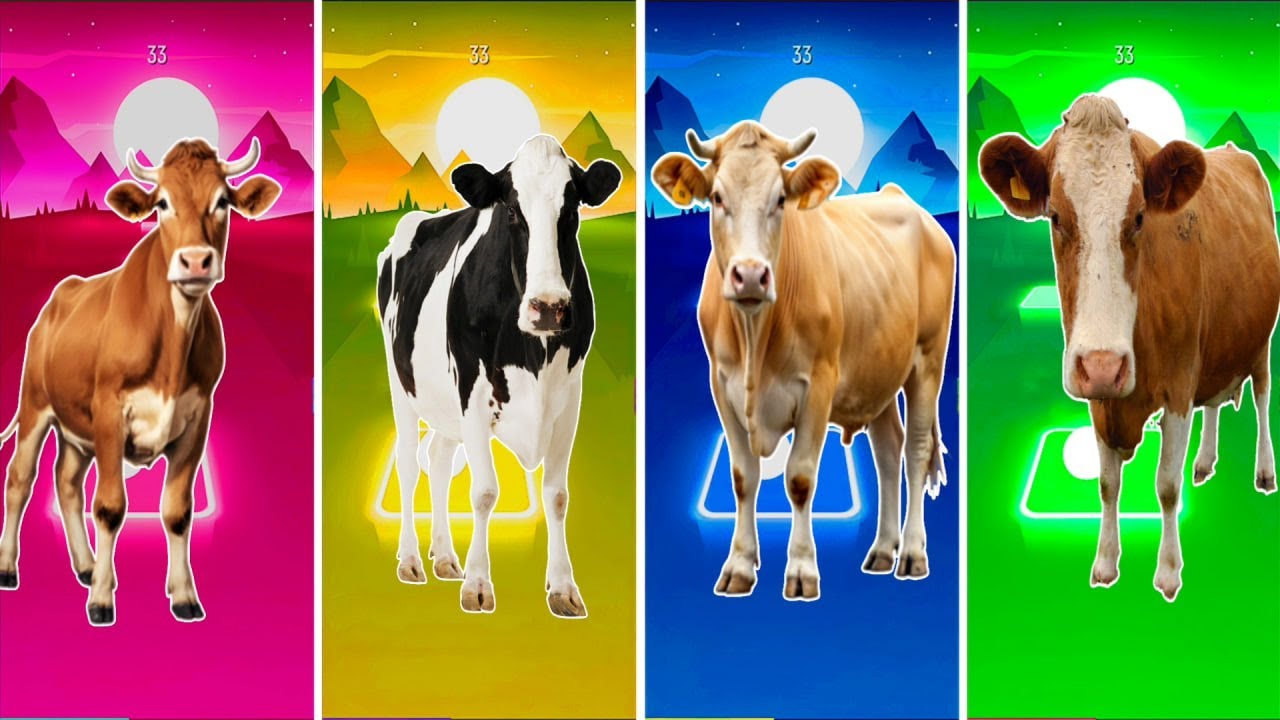 Funny the Horse🐎 🆚Funny Elephant v 🆚Funny Cow🐄 Funny Bull🦏Tiles Hop EDM Rush #tileshop​ #coffindance