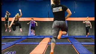 Fitness class on trampolines at Sky Zone in Wallingford