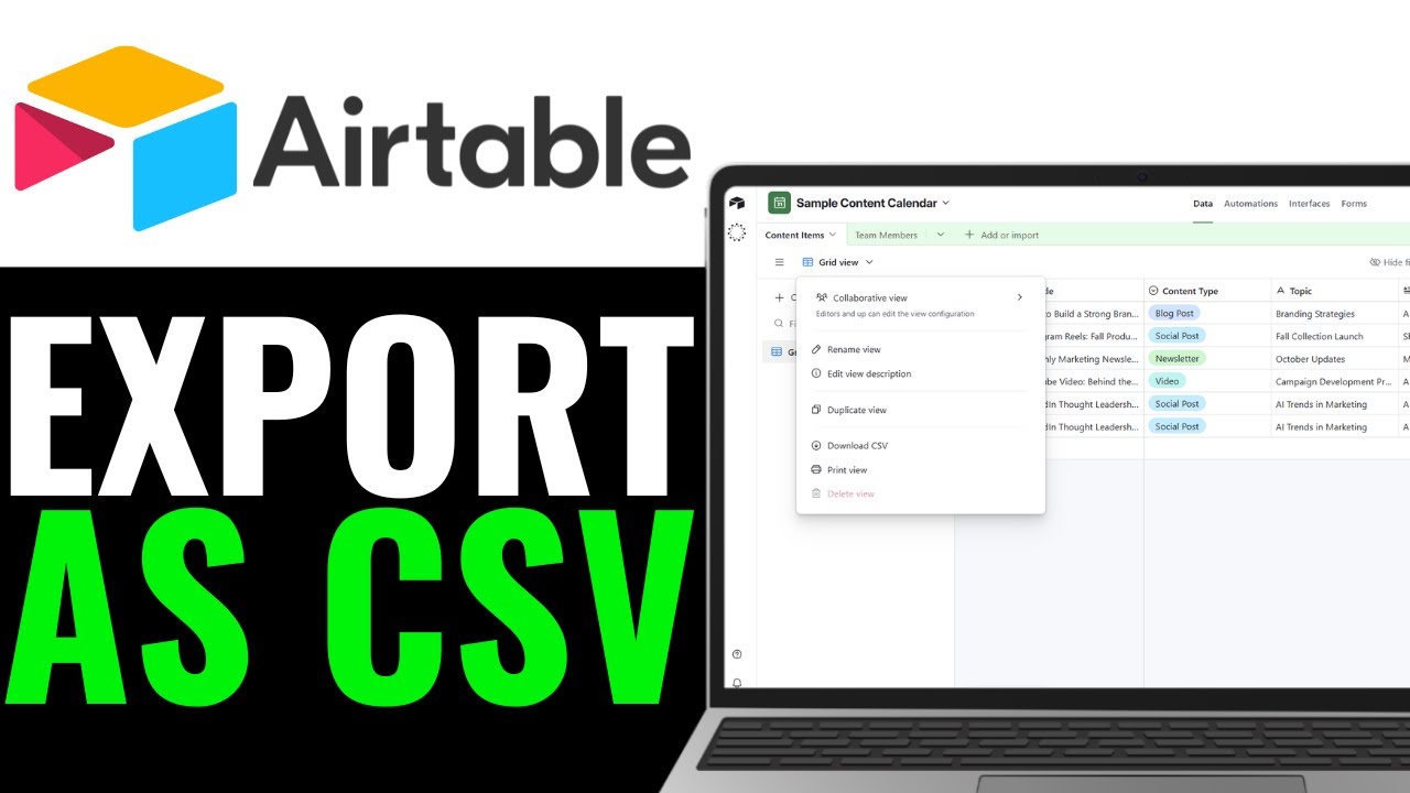 How to Export Airtable as CSV 2025 (Simple Guide)