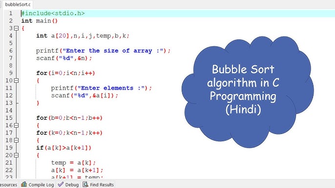 bubble sort in c in hindi 
