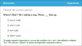 English Grammar Test : Elementary  Imperatives