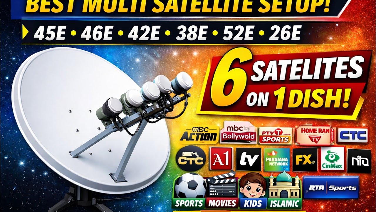 Pakset Best Multi Satellite Setup | 45E 46E 42E 38E 52E 26E | All Free FTA Channels 2026