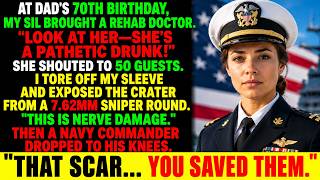 My Sister-in-Law Called Me a Drunk at Dad’s 70th Birthday—Then a Navy Commander Saw My Scar and Knel